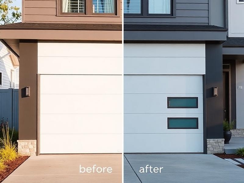 Modern minimalist flush panel garage door installation in Middleburg